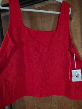 Red Tank Top With Button Down Back Detail